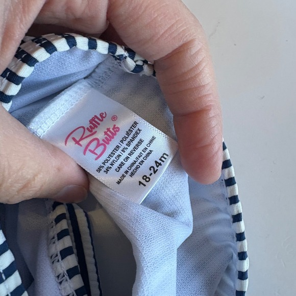 RuffleButts Striped Swimsuit Ruffle Bottoms Bow Detail‎ 18-24 Months Bikini - Picture 5 of 6